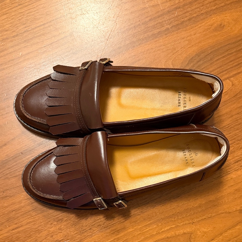Sezane Dark Brown Fringe Loafers - Picture 2 of 8